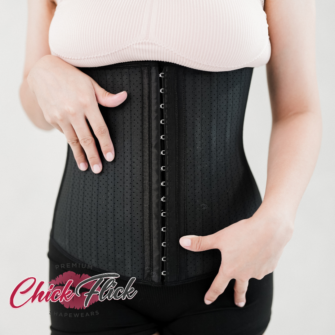 Extra Strong Compression Hypoallergenic Waist Trainer in Black